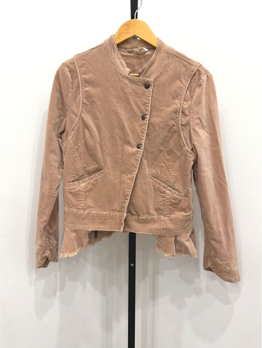 Free People Dusty Rose Women's Distressed Cotton Jacket Size S Military
